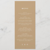 Elegant Eenvoudig Kraft Monogram Bruiloft Menu (Voorkant)