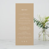 Elegant Eenvoudig Kraft Monogram Bruiloft Menu (Staand voorkant)