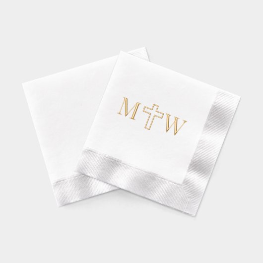 Elegant Eenvoudig Kruis Koppel 2 Init Monogram Folie Servetten (Achterkant)