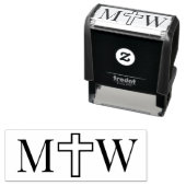 Elegant Eenvoudig Kruis Koppel 2 Init Monogram Zelfinktende Stempel (In situ)