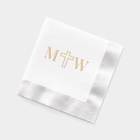 Elegant Eenvoudig Kruispaar 2 Init Monogram Folie Servetten (Links)