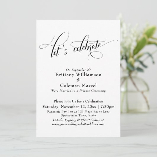 Elegant Eenvoudig Laten we Vieren Zwart en Wit Kaart (Staand voorkant)