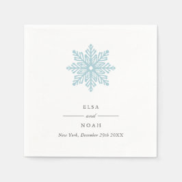 Elegant Eenvoudig Licht Blauw Sneeuwvlok Monogram Servet