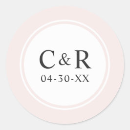 Elegant Eenvoudig Licht Roze Trouwmonogram Ronde Sticker