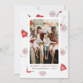 Elegant Eenvoudig Lijst Kerstfamilie 1 Foto Feestdagenkaart (Voorkant)