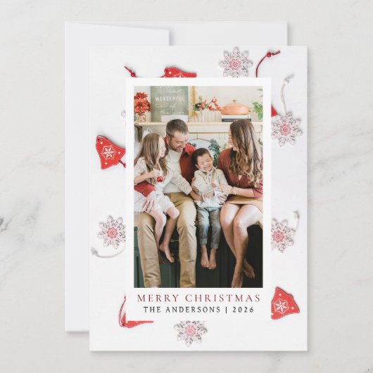 Elegant Eenvoudig Lijst Kerstfamilie 1 Foto Feestdagenkaart (Voorkant)
