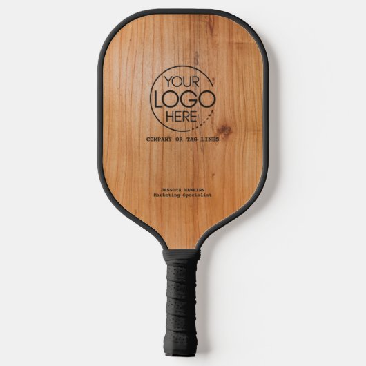 Elegant Eenvoudig Logo Golden Wood Persoonlijk Pickleball Paddle (Achterkant)