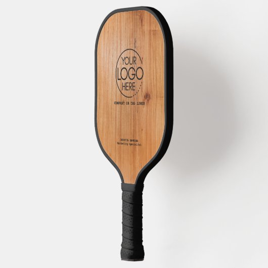 Elegant Eenvoudig Logo Golden Wood Persoonlijk Pickleball Paddle (Links)