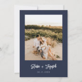 Elegant Eenvoudig Marine Blauw Modern Chique Foto  Save The Date (Achterkant)