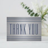 Elegant Eenvoudig Marine Blauw & Zilver Classic Ge Bedankkaart (Staand voorkant)