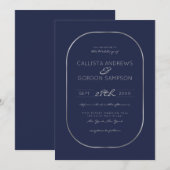 Elegant Eenvoudig Marine Zilver Ovaal Border Bruil Kaart (Voorkant / Achterkant)
