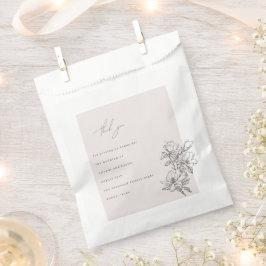 Elegant Eenvoudig Met Lijnkunst Bloemen & Rand Bedankzakje