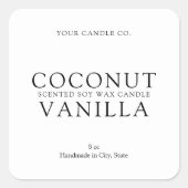 Elegant eenvoudig minimaal kaarslabel vierkante sticker (Voorkant)