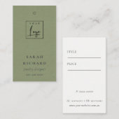 Elegant Eenvoudig Minimaal Kraft Groene Logo Prijs Visitekaartje (Voorkant / Achterkant)