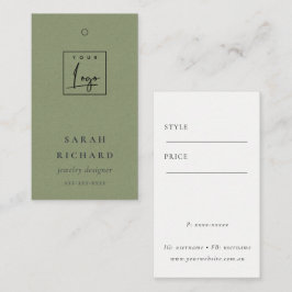 Elegant Eenvoudig Minimaal Kraft Groene Logo Prijs Visitekaartje