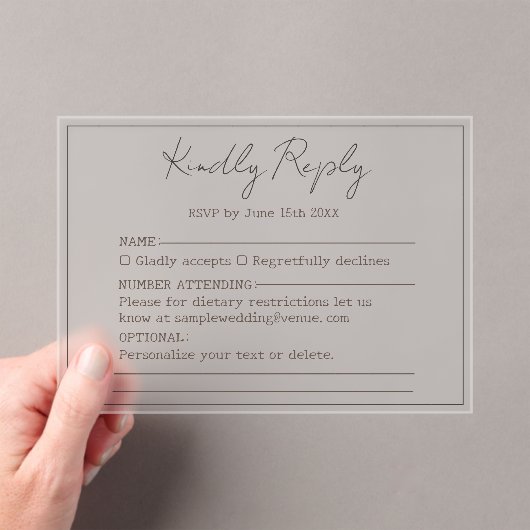 Elegant Eenvoudig Minimaal Script Vriendelijk Antw Acryl Uitnodigingen (Insitu (Draagbaar))