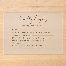 Elegant Eenvoudig Minimaal Script Vriendelijk Antw Acryl Uitnodigingen