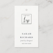 Elegant eenvoudig Minimaal Wit Logo Prijs Label (Voorkant)