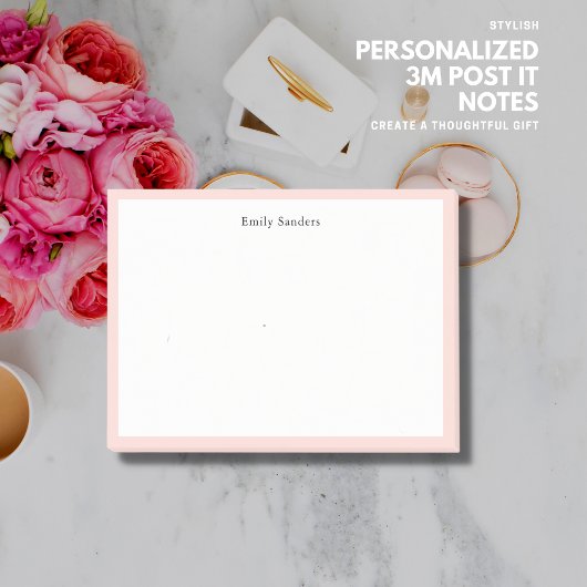 Elegant Eenvoudig Minimalistisch Blush Roze Rand Post-it® Notes