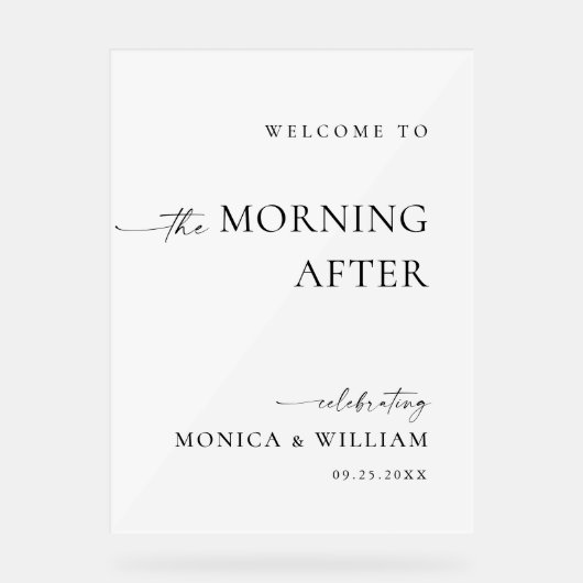 Elegant Eenvoudig Minimalistisch Welkom Afscheidsb Acryl Bord (Voorkant)