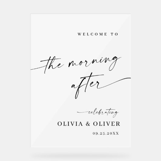 Elegant Eenvoudig Minimalistisch Welkom Afscheidsb Acryl Bord (Voorkant)