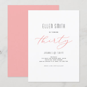 Elegant, eenvoudig, modern, 30e verjaardag kaart