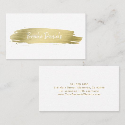 Elegant eenvoudig, modern, Abstract penseelgoud Visitekaartje (Voorkant / Achterkant)