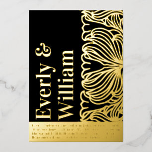 Elegant Eenvoudig Modern Bloemengoud Bruiloft      Folie Uitnodiging