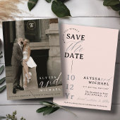 Elegant Eenvoudig Modern Blush Roze Foto Bruiloft Save The Date