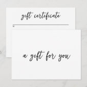Elegant eenvoudig modern cadeaubon (Voorkant / Achterkant)