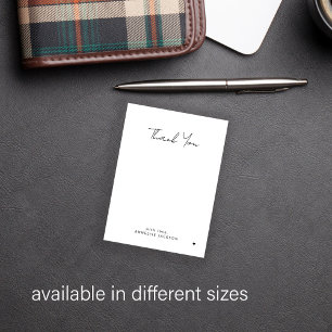 Elegant eenvoudig modern chic script bedankt je notitiekaartje