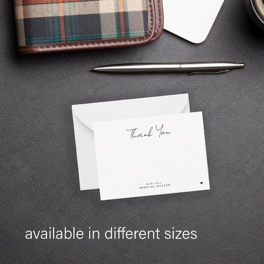 Elegant eenvoudig modern chic script bedankt je notitiekaartje