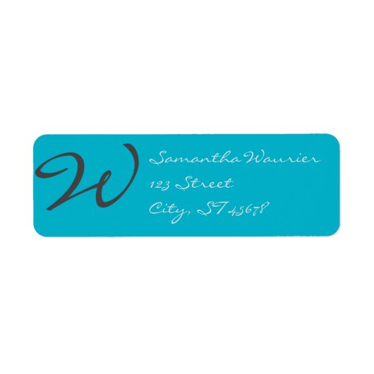 Elegant eenvoudig modern chic trendy monogram blau etiket (Voorkant)