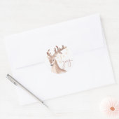 Elegant Eenvoudig Modern Cute Rendier Kerstmis Ronde Sticker (Envelop)