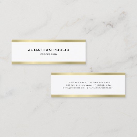 Elegant eenvoudig, modern Gold Design Trendy Plain Mini Visitekaartje (Voorkant / Achterkant)