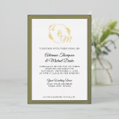 Elegant Eenvoudig Modern Goud Sage Groen Bruiloft Folie Uitnodiging (Staand Voorkant)