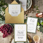 Elegant Eenvoudig Modern Goud Sage Groen Bruiloft Folie Uitnodiging