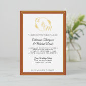 Elegant Eenvoudig Modern Goud Verbrand Sinaasappel Folie Uitnodiging (Staand Voorkant)