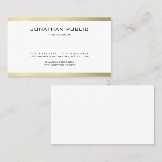Elegant, eenvoudig, modern, goudvormig uiterlijk,  visitekaartje (Voorkant / Achterkant)