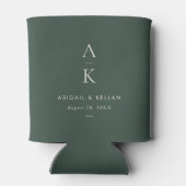 Elegant Eenvoudig Modern Groen Monogram Bruiloft Blikjeskoeler (Achterkant)