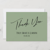 Elegant eenvoudig, modern handschrift, groen bedankkaart (Voorkant)
