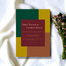 Elegant eenvoudig modern kleurrijk huwelijk folie uitnodiging