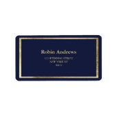 Elegant eenvoudig modern marineblauw faux goud etiket (Voorkant)