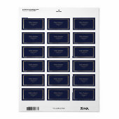 Elegant eenvoudig modern marineblauw faux goud etiket (Full Sheet)