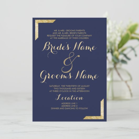 Elegant eenvoudig modern marvy blue Weddenschap Kaart (Staand voorkant)