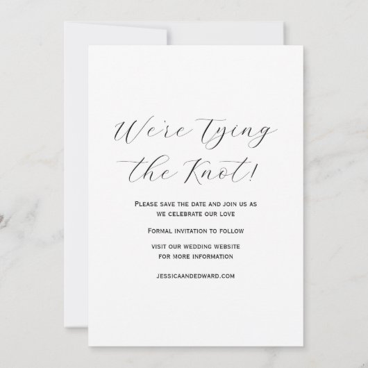 Elegant Eenvoudig Modern Minimaal Script Foto Chic Save The Date (Achterkant)