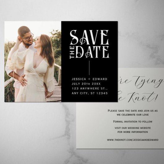 Elegant Eenvoudig Modern Minimaal Script Foto Zwar Kaart