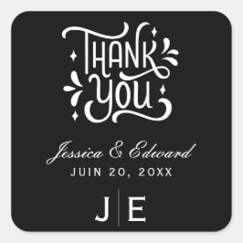 Elegant Eenvoudig Modern Minimaal Zwart Script Chi Vierkante Sticker