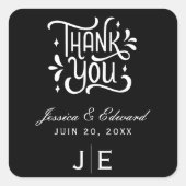 Elegant Eenvoudig Modern Minimaal Zwart Script Chi Vierkante Sticker (Voorkant)