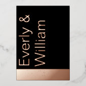 Elegant eenvoudig, modern, minimalistisch Roos Gol Folie Uitnodiging (Voorkant)